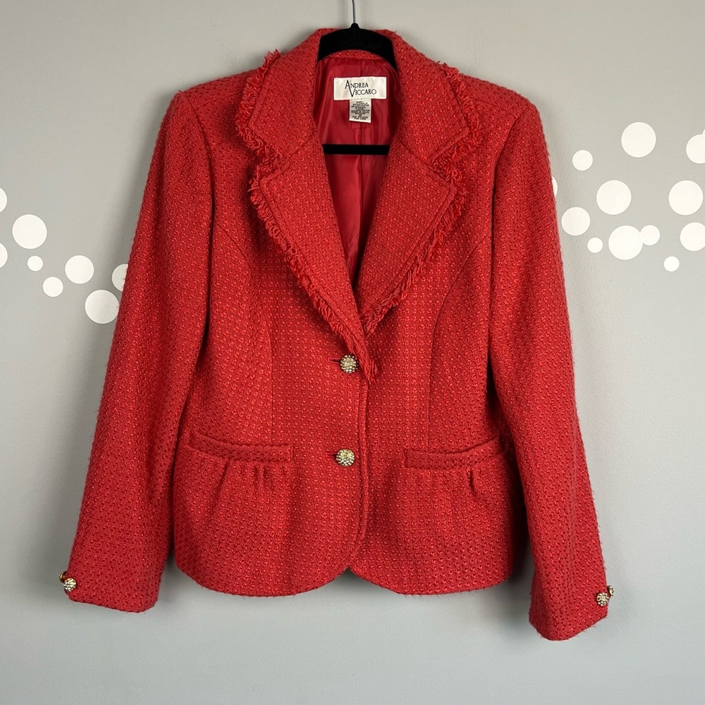 Vintage Andrea Viccaro Wool Blend Blazer Jacket Size 10